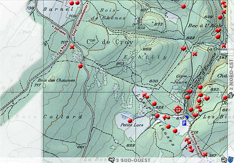 Carte 1222 > R&eacute;gion Ferreyres - Val Engens - Carri&egrave;re Jaune - Fours Romains